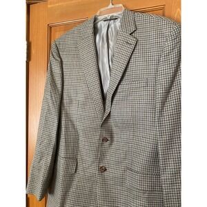 Ralph Lauren 42R Gray Plaid Wool Silk Linen WSL Blazer Jacket Sport Coat Brown